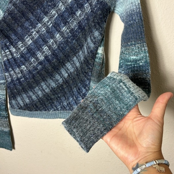 Free People Blue Green Boatneck Sweater Wool blend XS - Picture 4 of 9